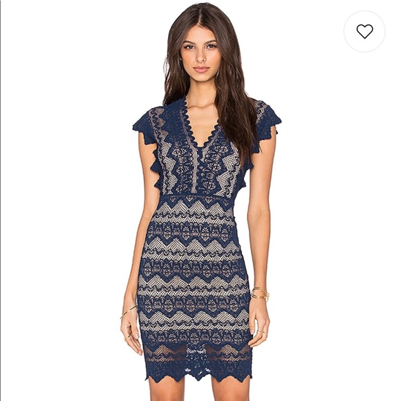 Nightcap Antoinette Dress in Navy & Nude - Picture 1 of 5